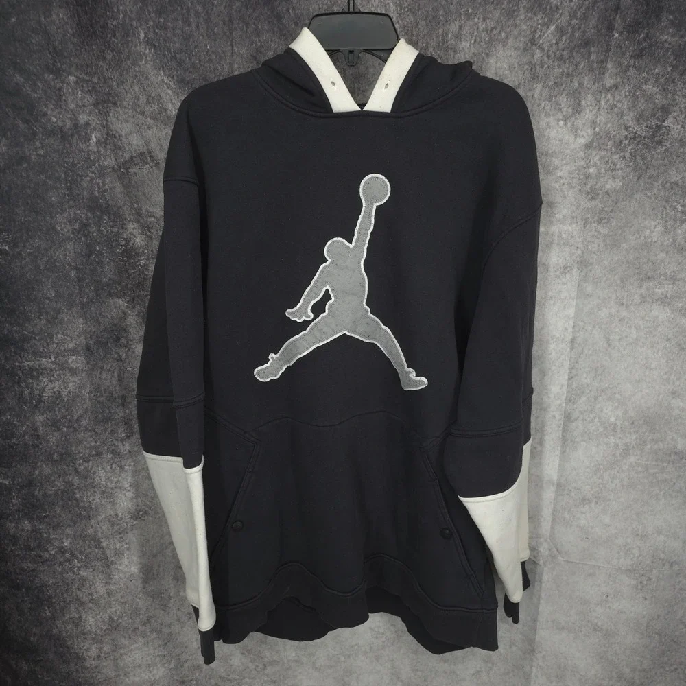 Jordan Hoodie Mens Large Black Jumpman Graphic Fleece Pullover Hooded Sweatshirt